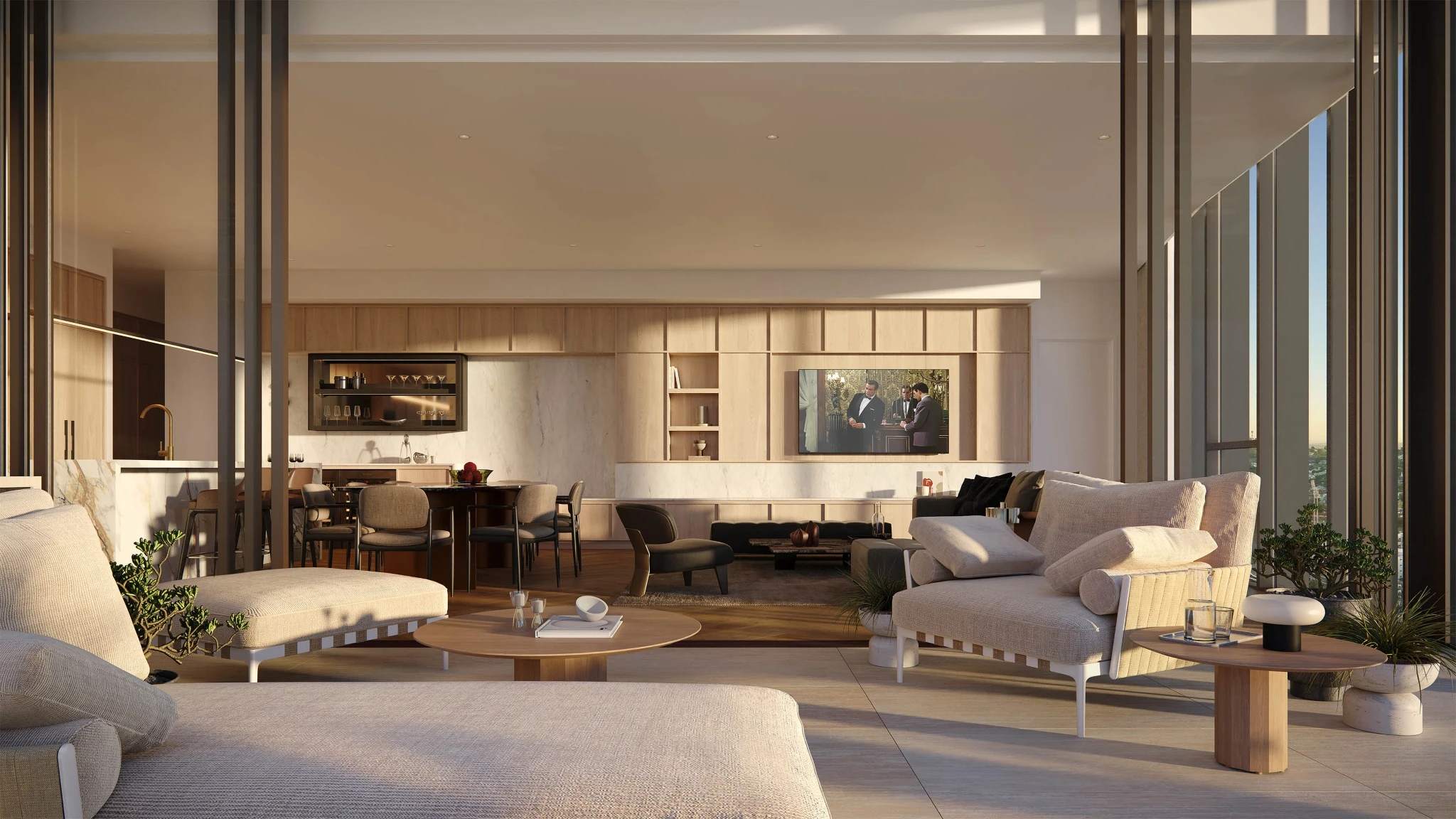 Luxury penthouse interior, Balcony — Solais Newstead Brisbane
