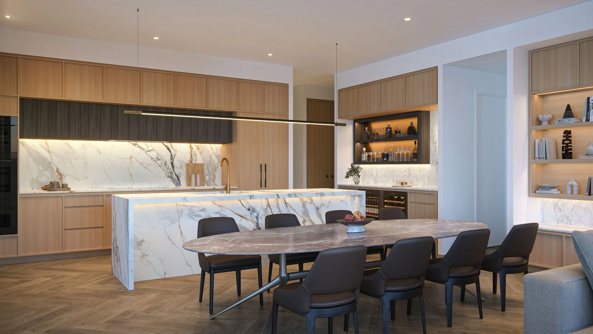 Luxury penthouse interior, Kitchen — Solais Newstead Brisbane