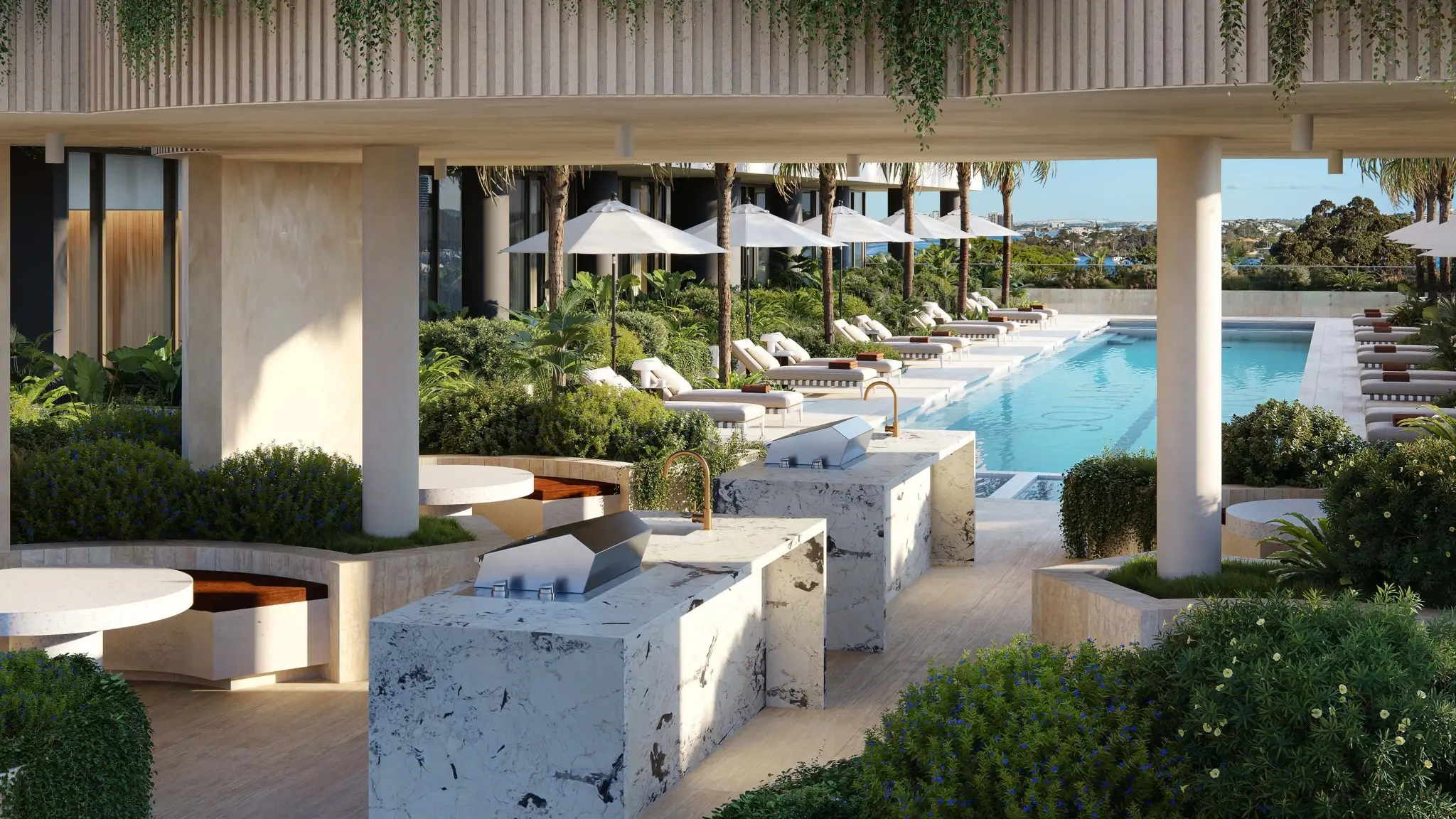 Solais Newstead amenities, BBQs — luxury apartments Brisbane