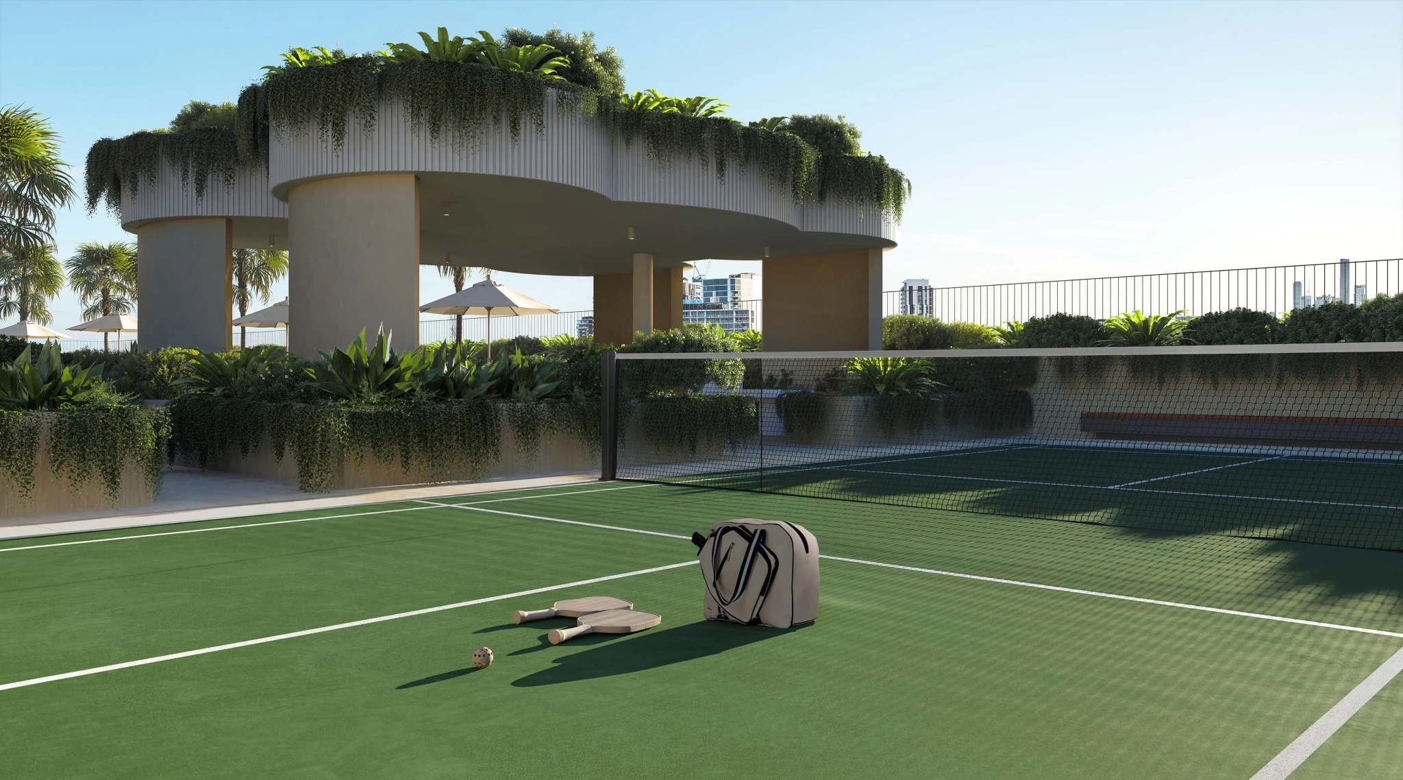 Solais Newstead amenities, Pickleball — luxury apartments Brisbane