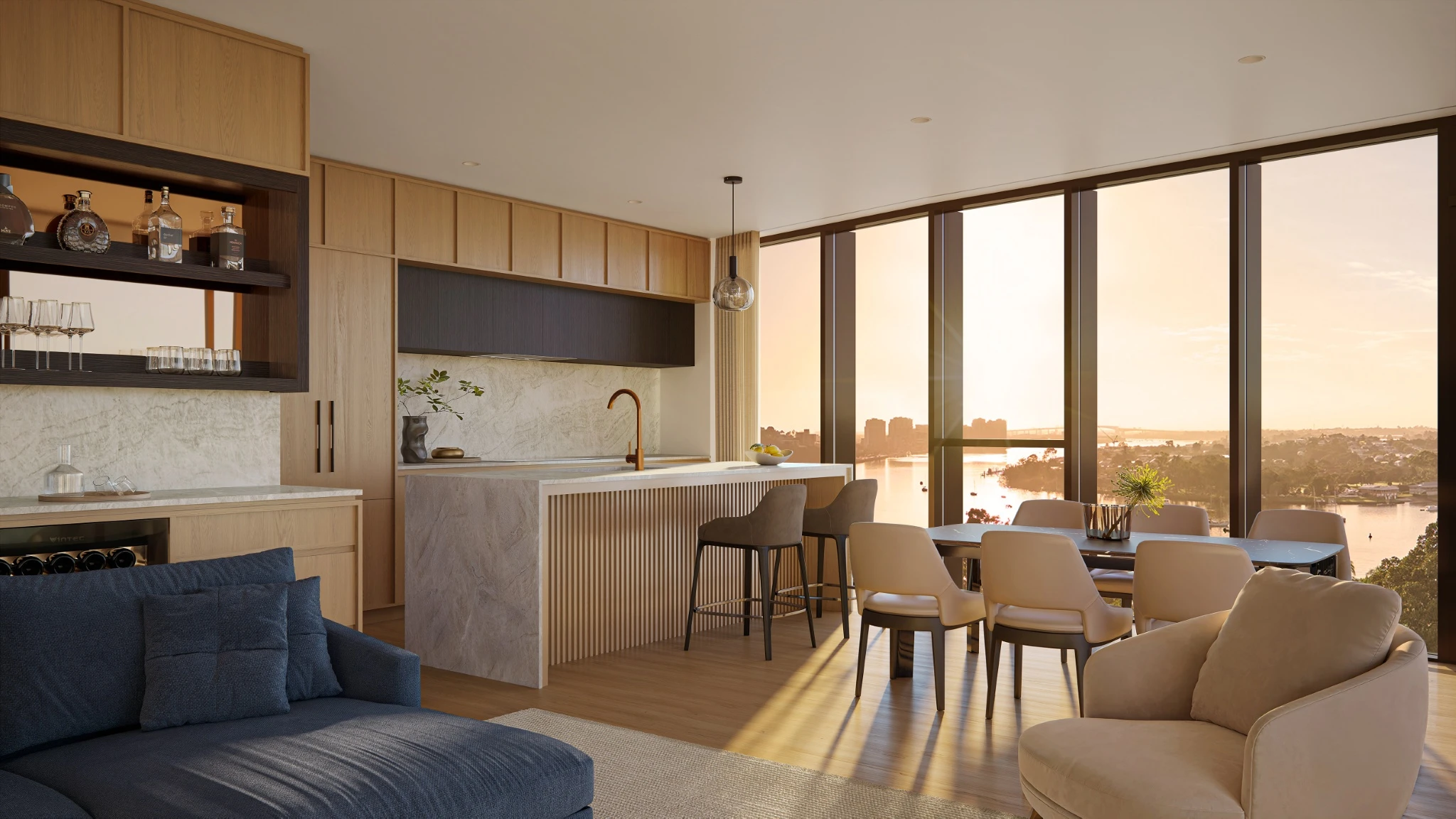 2 bedroom luxury residence interior, Kitchen — Solais Newstead Brisbane
